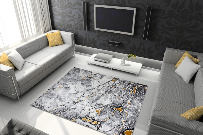 Kusový koberec Gloss 528A 58 3D mramor ivory/black 2