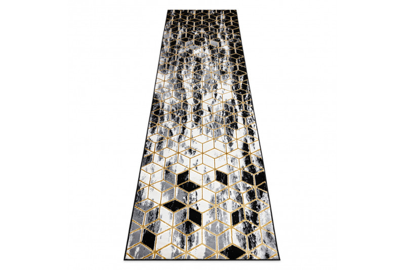 Běhoun Gloss 409A 82 3D cubes black/gold/grey 60x300 cm (obrázek 7)