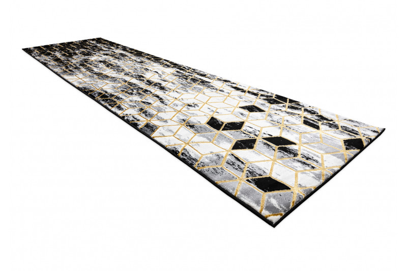 Běhoun Gloss 409A 82 3D cubes black/gold/grey 60x300 cm (obrázek 8)