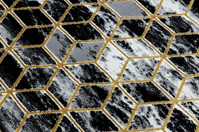 Běhoun Gloss 409A 82 3D cubes black/gold/grey 60x300 cm (obrázek 10)