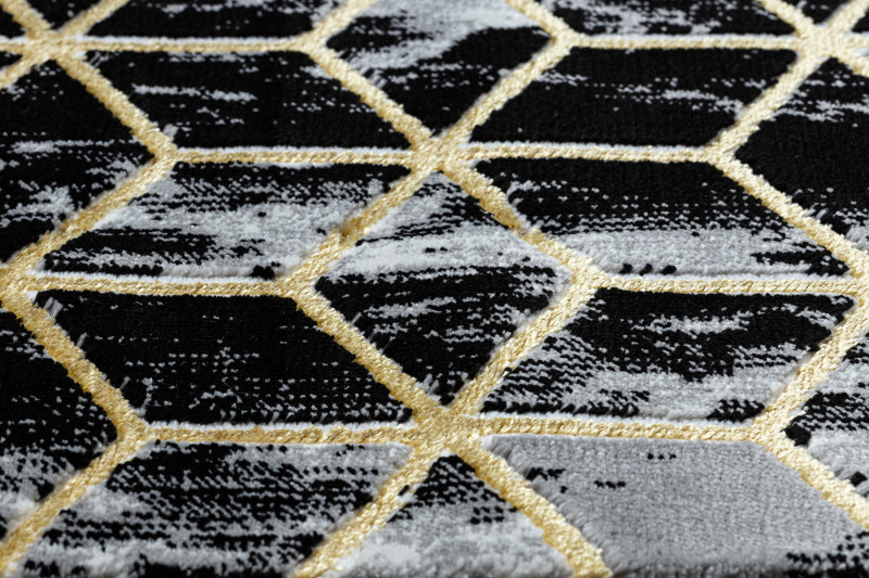 Běhoun Gloss 409A 82 3D cubes black/gold/grey 60x300 cm (obrázek 11)