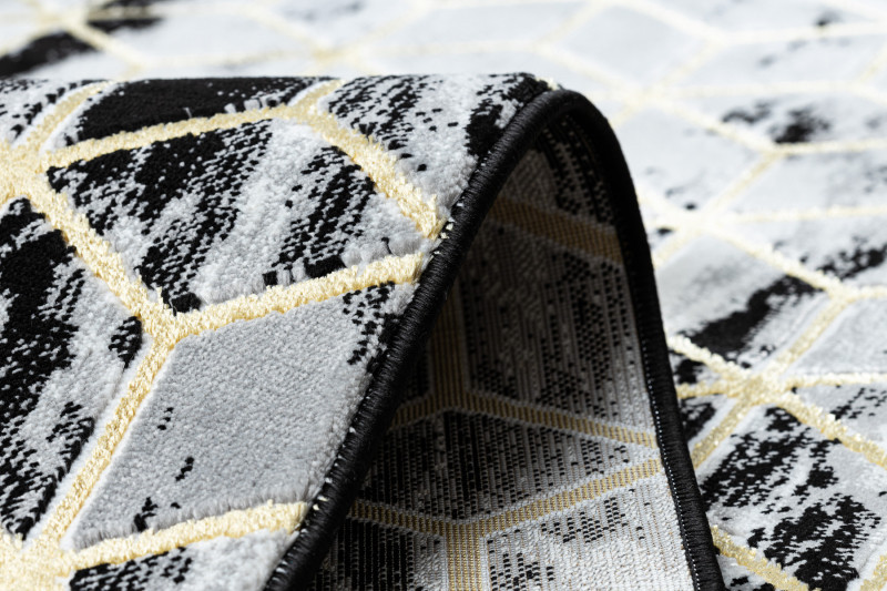 Běhoun Gloss 409A 82 3D cubes black/gold/grey 60x300 cm (obrázek 14)