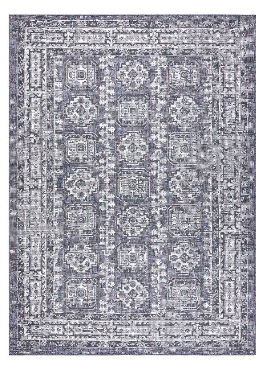 Kusový koberec Sion Sisal Ornament 2832 blue/pink/ecru – na ven i na doma