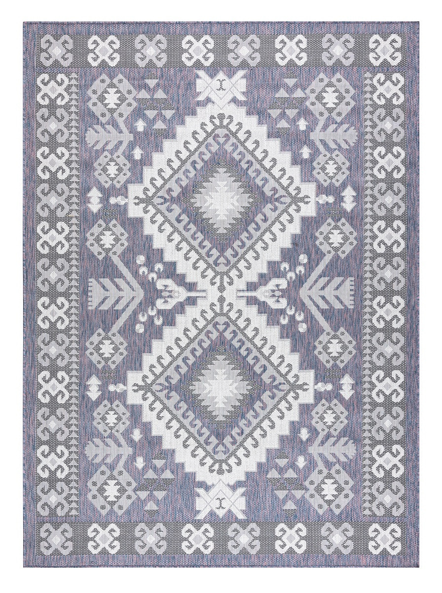 Kusový koberec Sion Sisal Aztec 3007 blue/pink/ecru – na ven i na doma