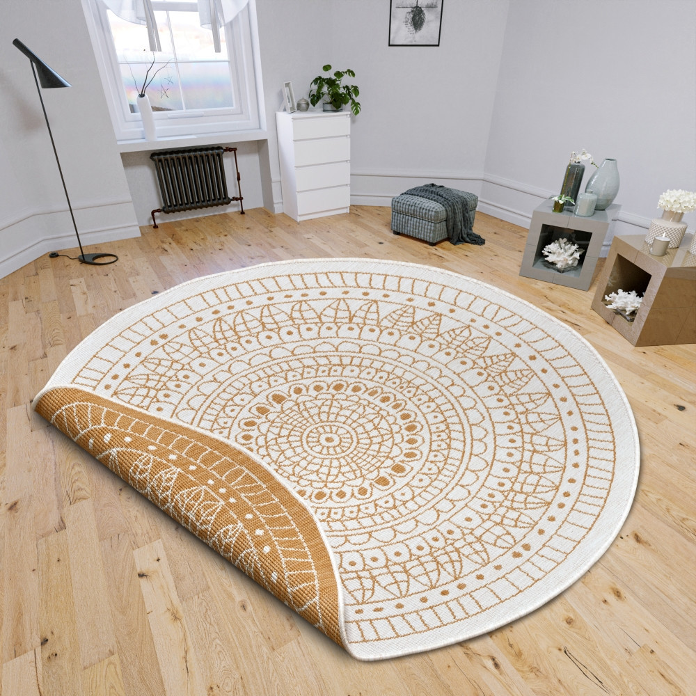 Kusový koberec Twin-Wendeteppiche 105797 Ochre kruh – na ven i na doma Kruh Ø 140 cm 3