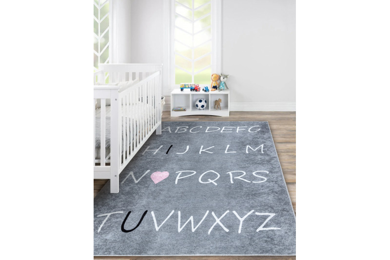 Dětský kusový koberec Junior 52063.801 Alphabet grey 3