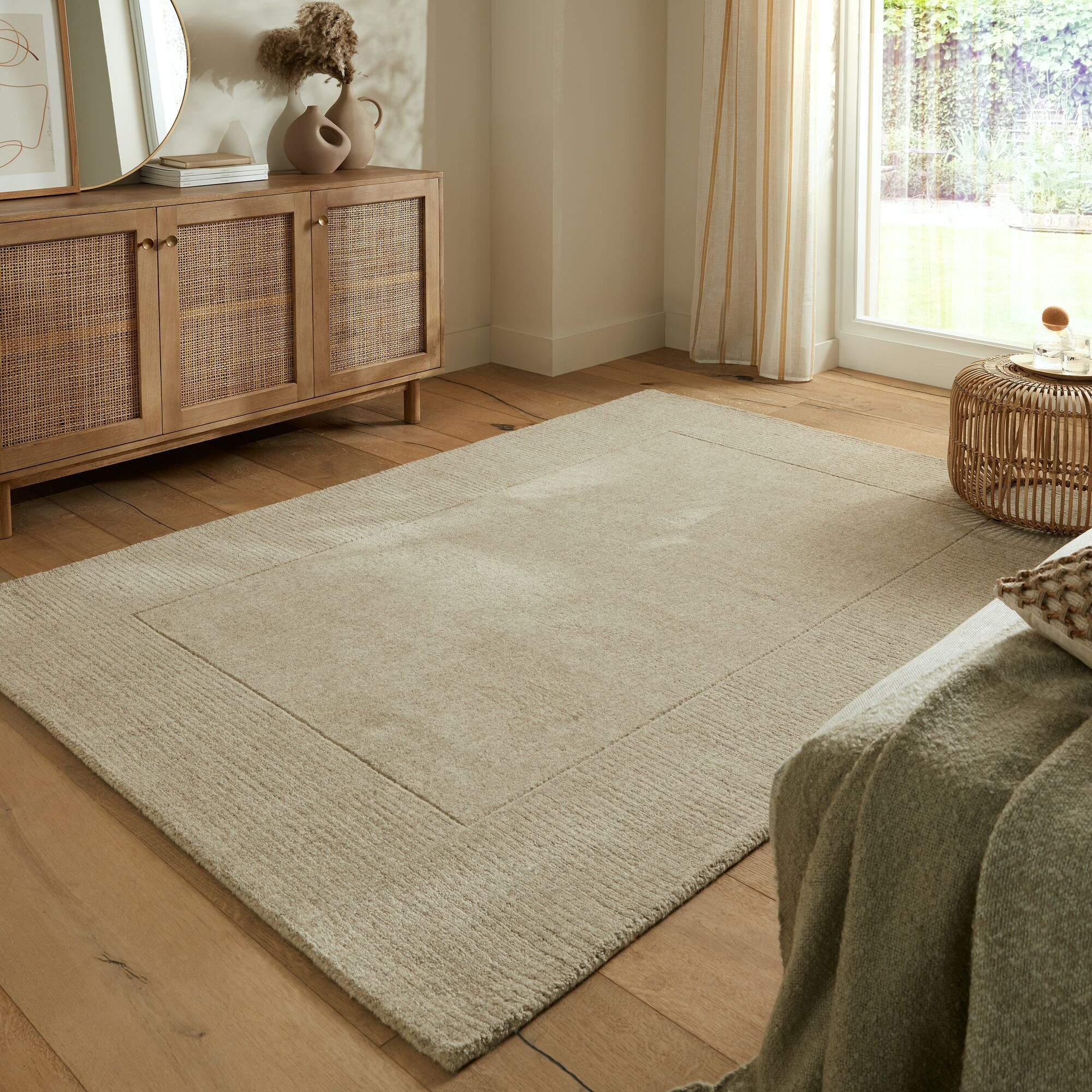 Kusový ručně tkaný koberec Tuscany Textured Wool Border Natural 3