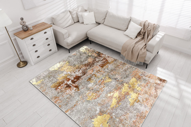Kusový koberec Miro 51463.802 Abstraction grey / gold 3