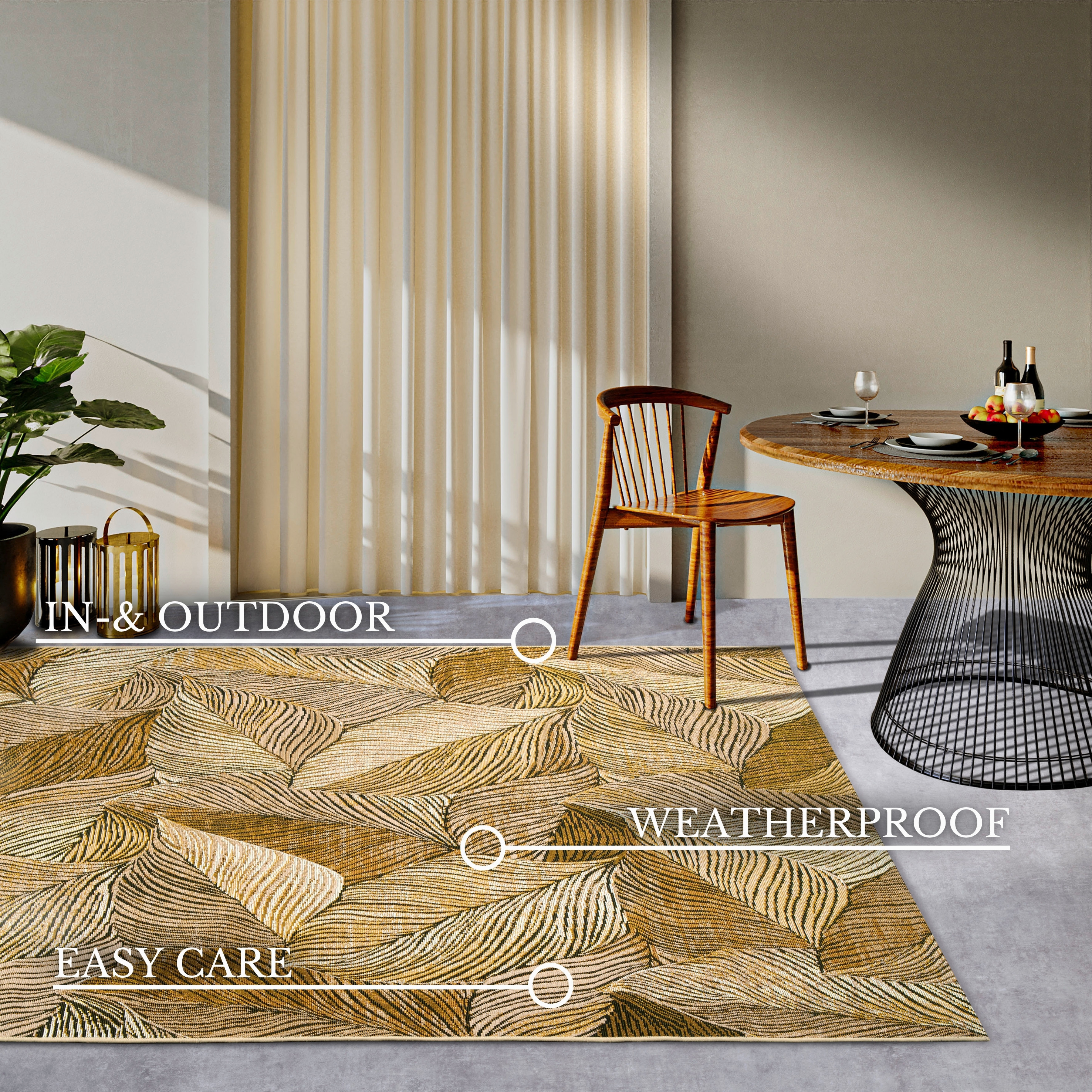 Kusový koberec Villeroy & Boch 106059 zlatý s listy – na ven i na doma 5