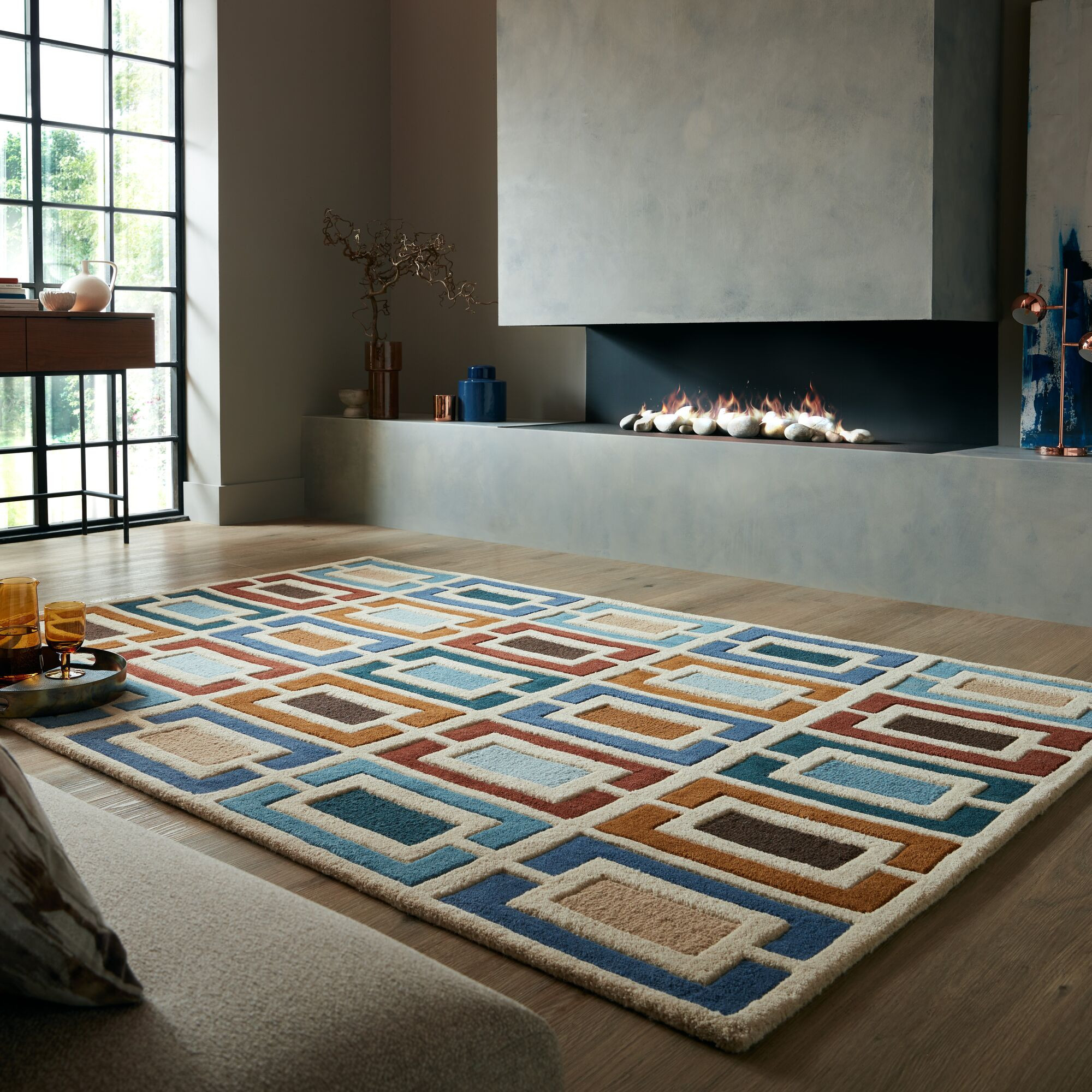 Ručně všívaný kusový koberec Illusion Retro Blocks Blue/Multi 5