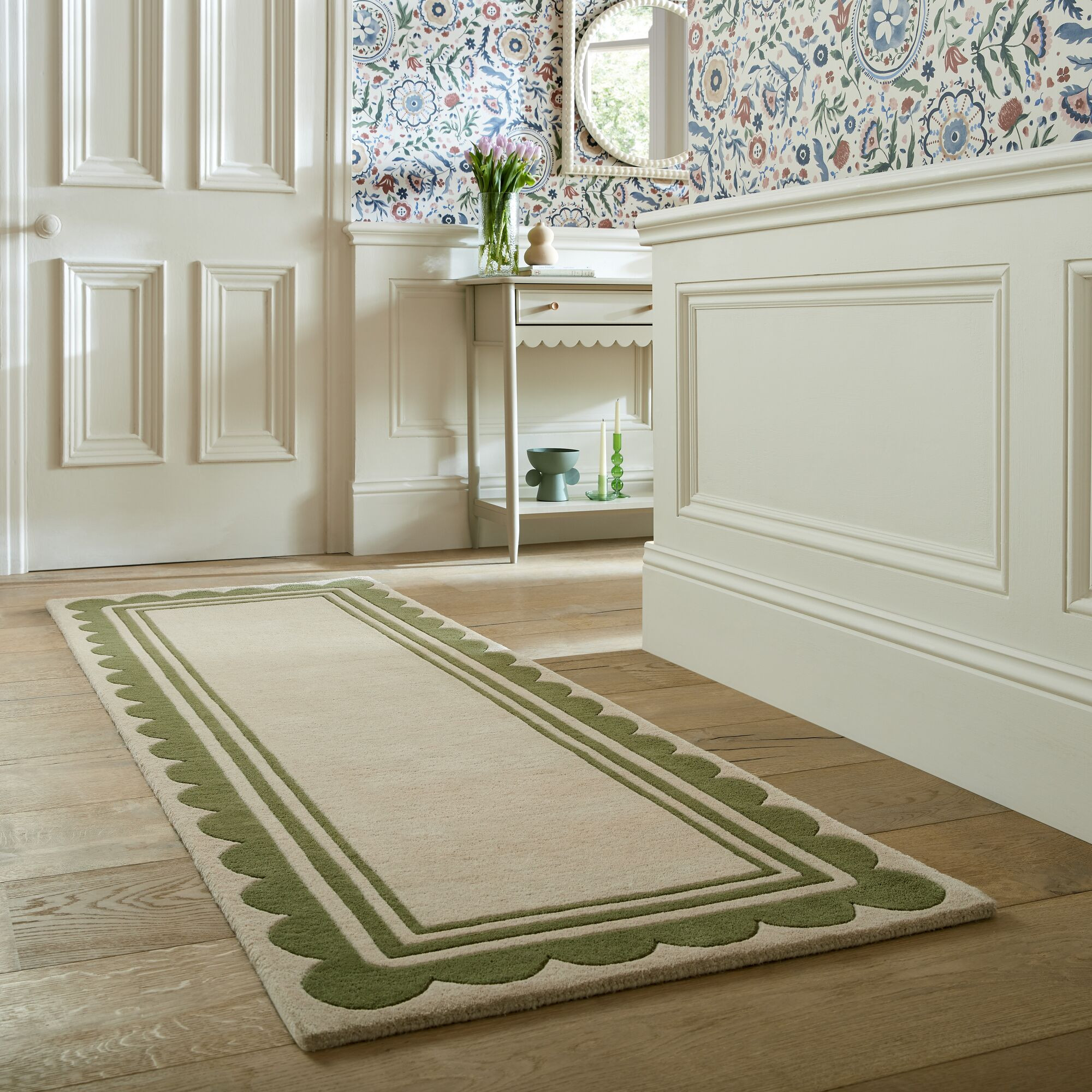 Ručně všívaný běhoun Lois Scallop Green 2