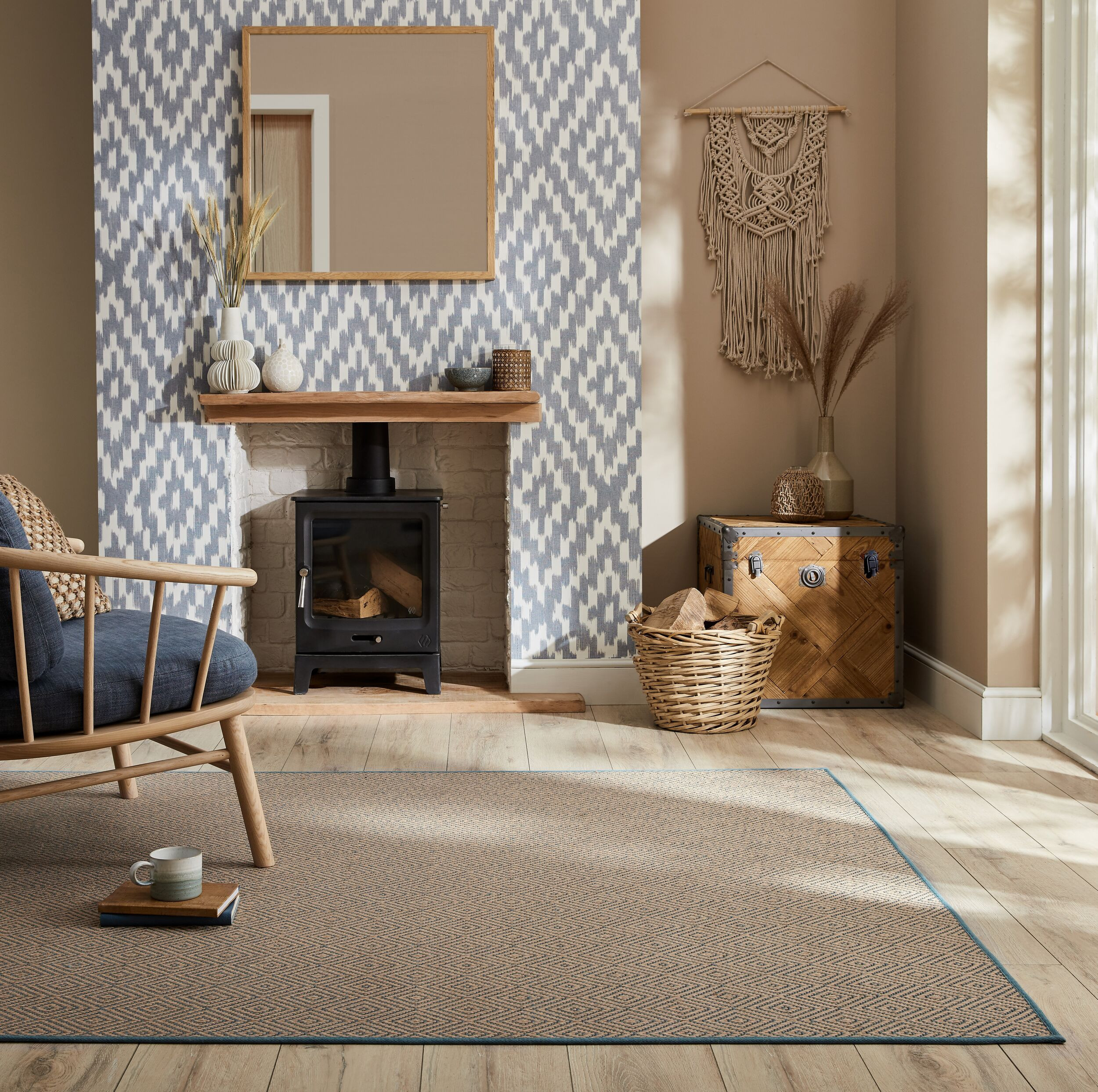Kusový koberec Geometric Jute Blue 3