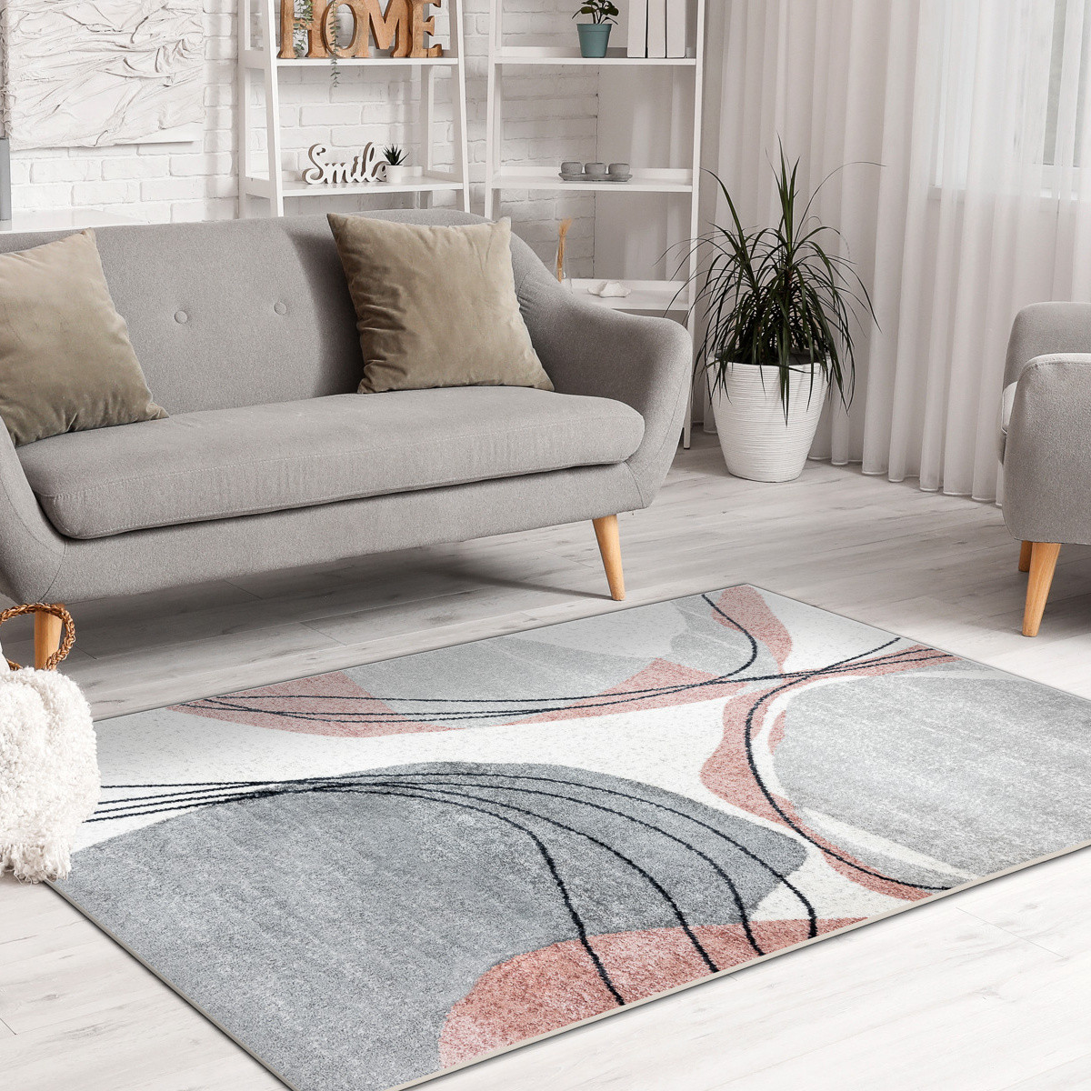 Kusový koberec Fusion 5868 white/dark pink 140x190 cm (obrázek 7)
