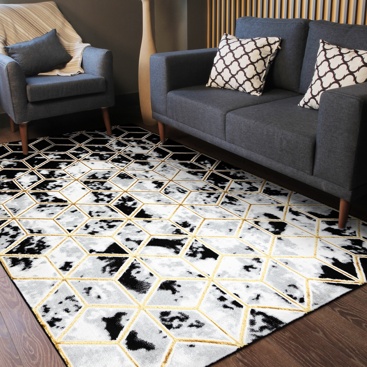 Kusový koberec Allure 1966 black/gold 80x150 cm (obrázek 9)
