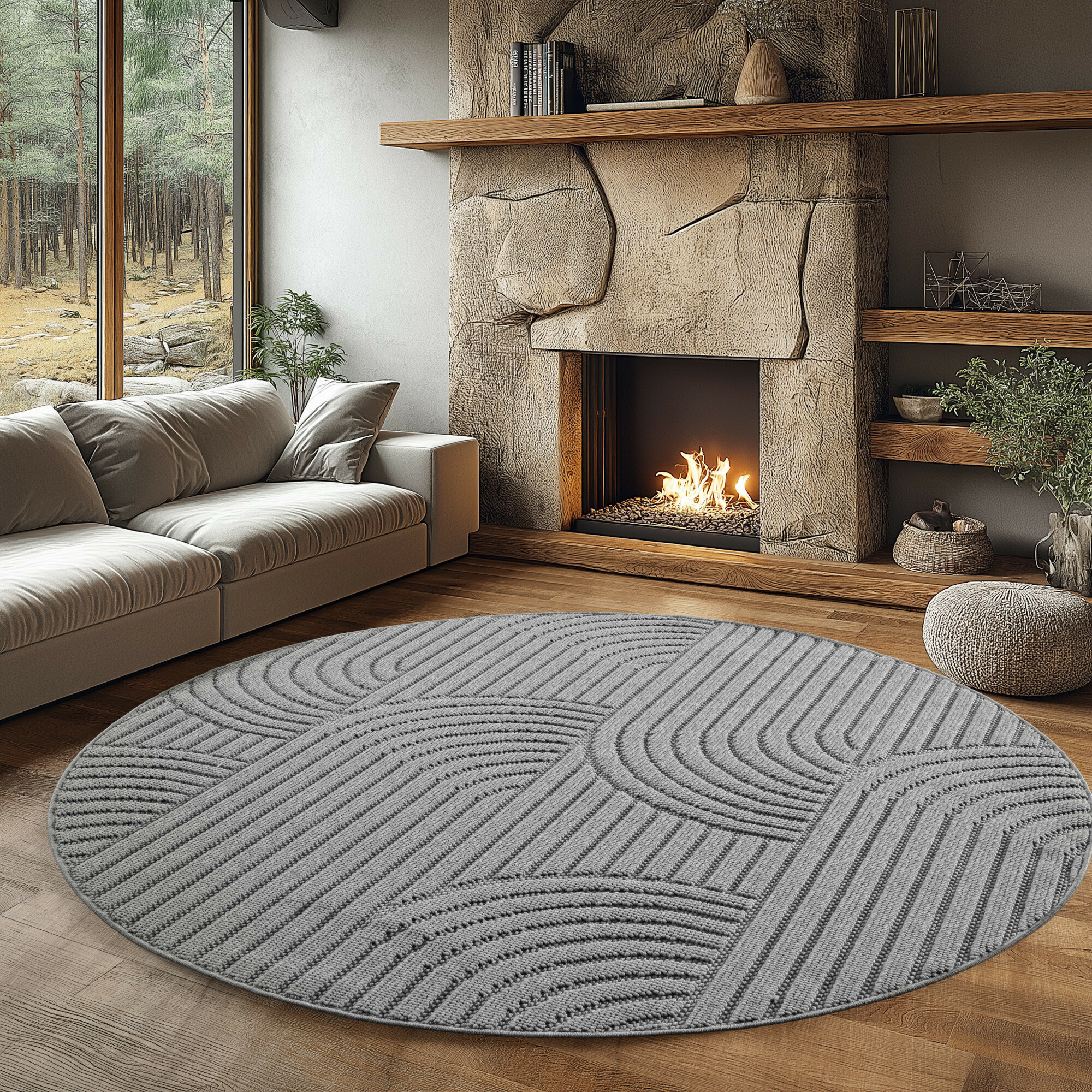 Kusový koberec Helix 2201 silver kruh 2