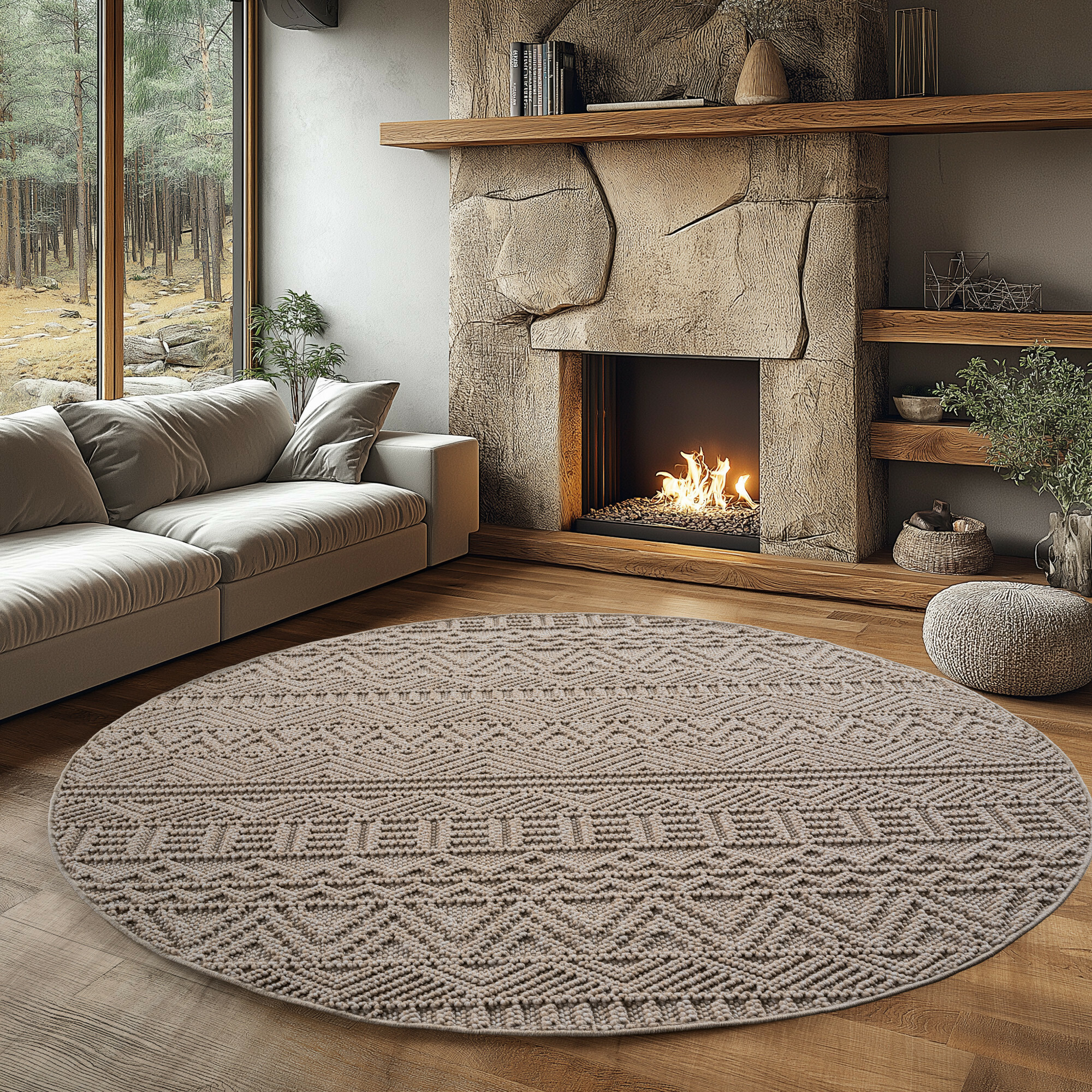 Kusový koberec Helix 2202 beige kruh 2