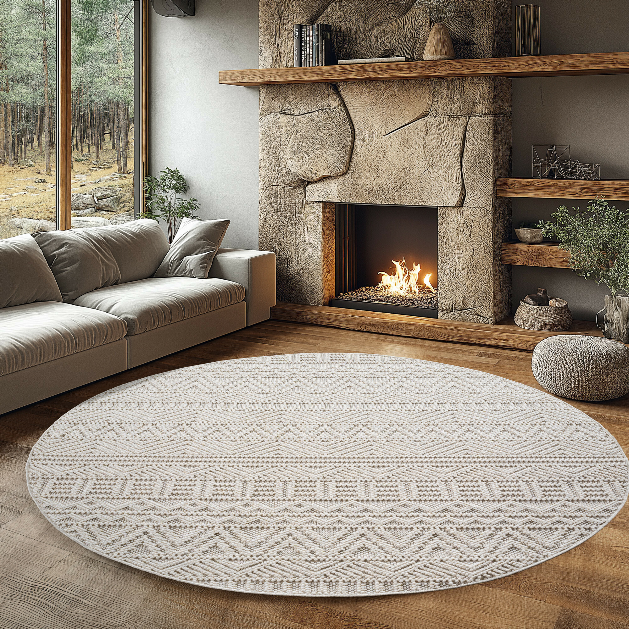 Kusový koberec Helix 2202 cream kruh 2