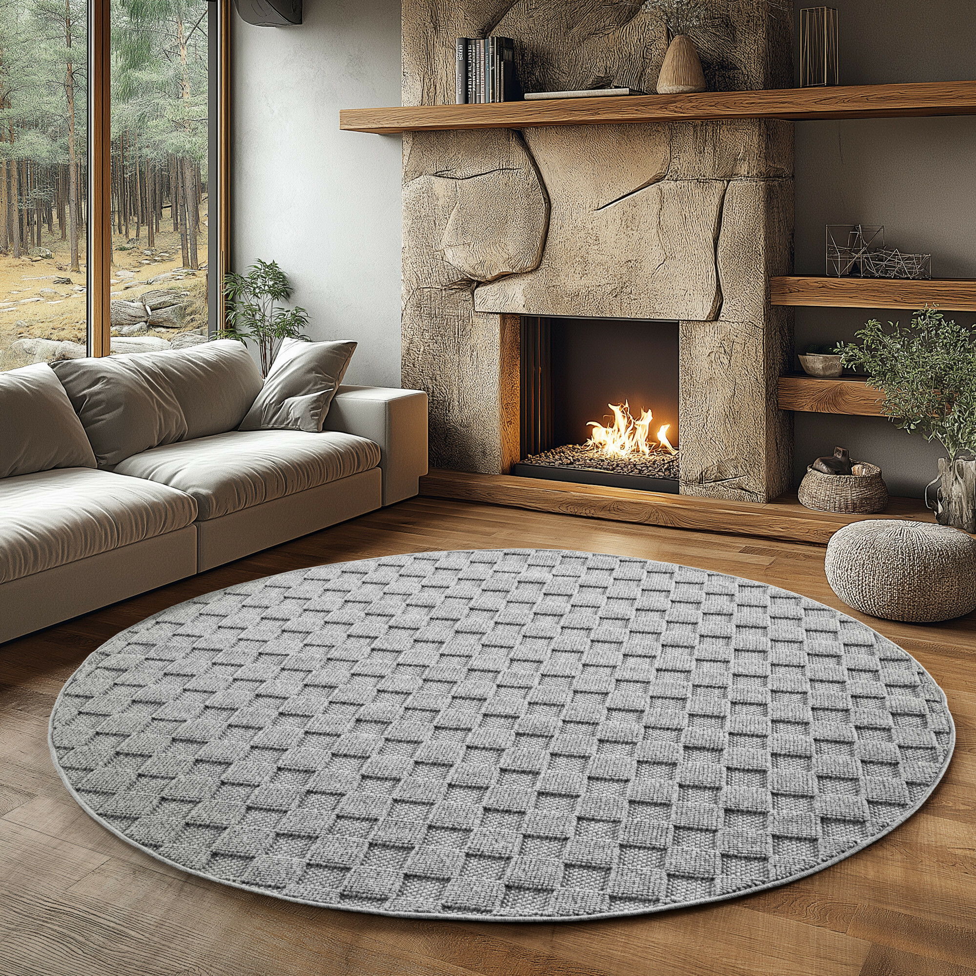 Kusový koberec Helix 2203 silver kruh 2
