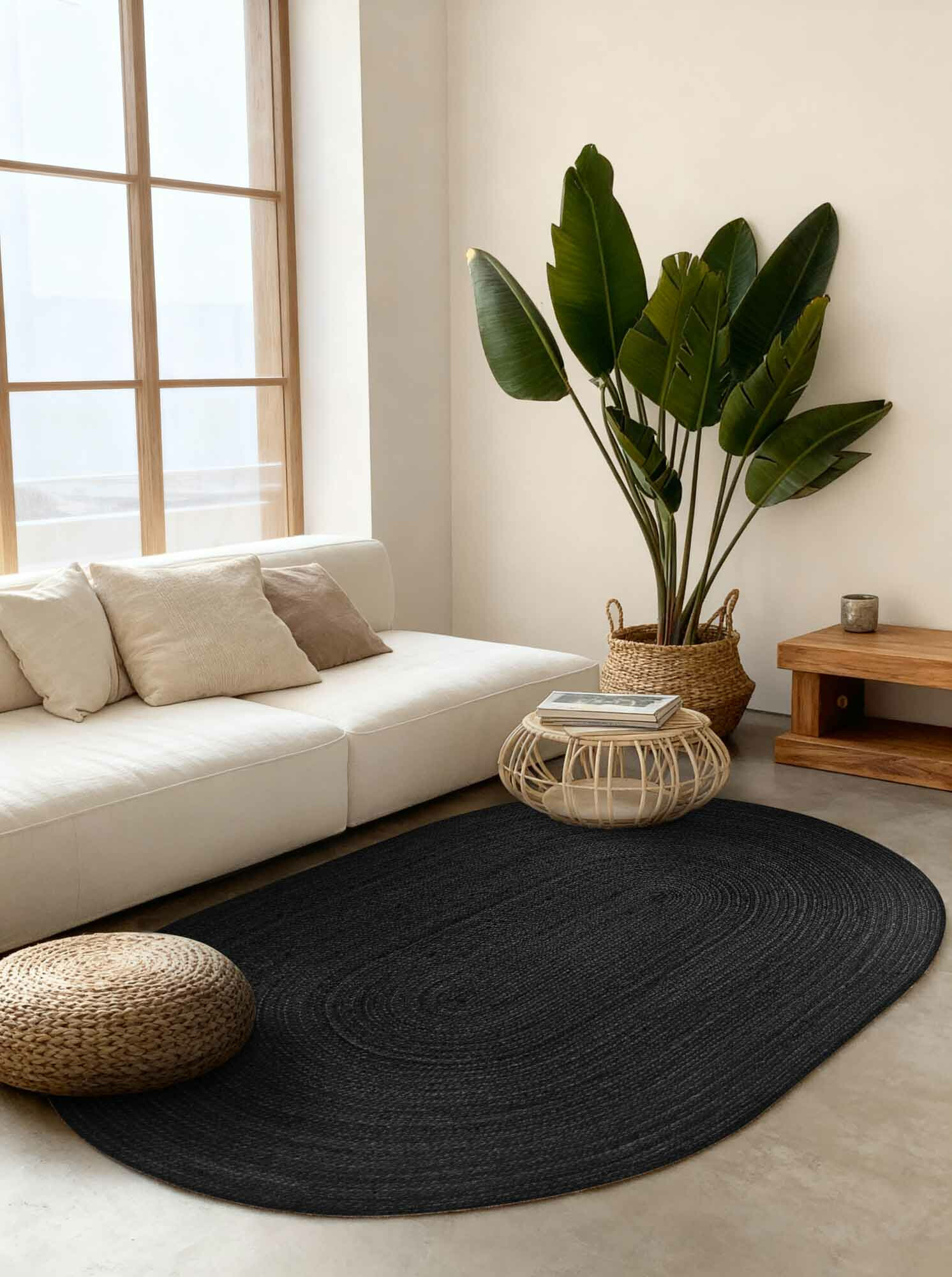 Kusový koberec Jute Braided 106322 Black ovál 5