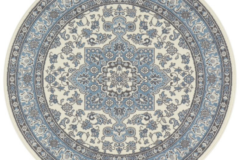 Kruhový koberec Mirkan 104442 Cream/Skyblue