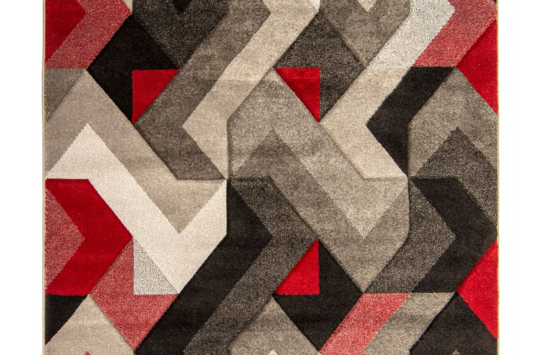 Kusový koberec Hand Carved Aurora Grey/Red