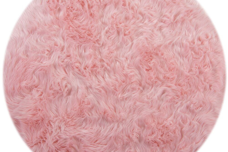 Kusový koberec Faux Fur Sheepskin Pink kruh