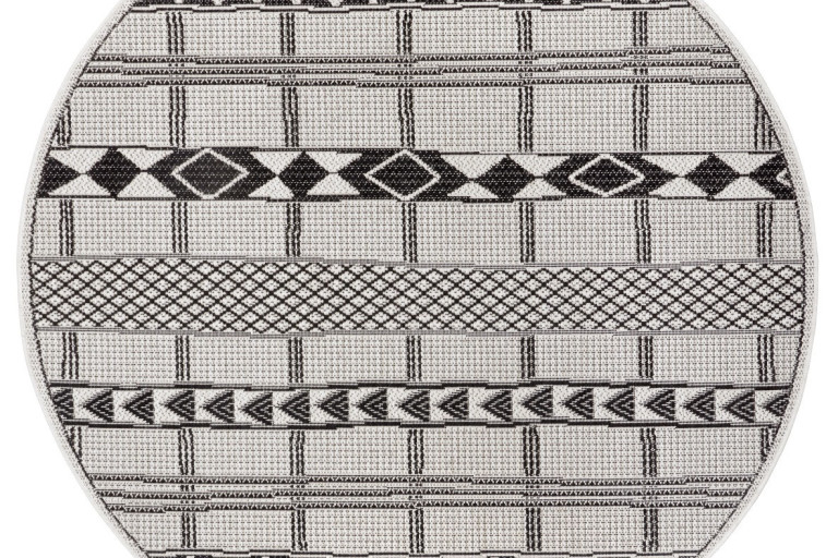 Kusový koberec Flatweave 104852 Black/Cream kruh