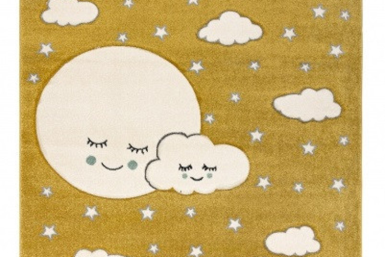 Dětský kusový koberec Petit Moon with clouds gold