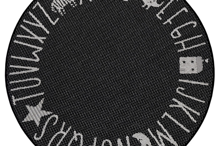 Dětský kusový koberec Flatweave 104885 Black/Cream kruh