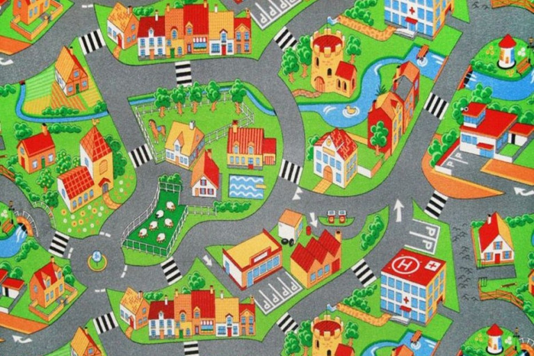 Metrážový koberec se silnicemi Little Village 90