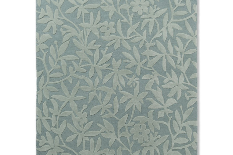 Vlněný květinový koberec Laura Ashley Cleavers duck egg 80907