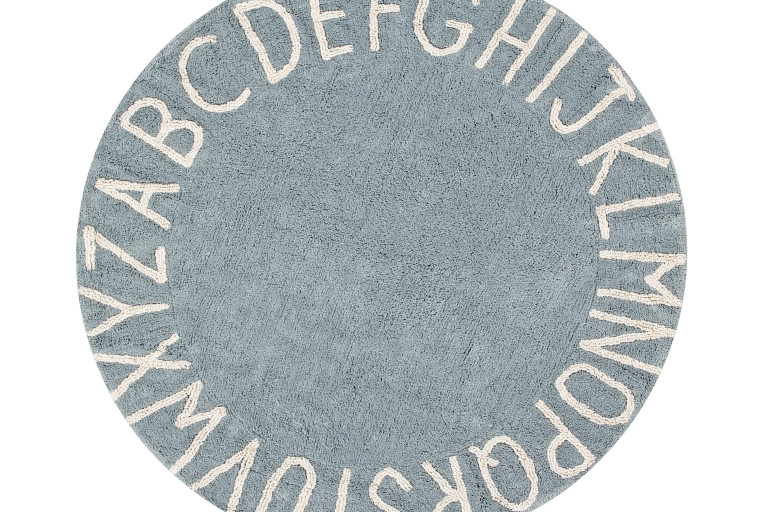 Ručně tkaný kusový koberec Round ABC Vintage Blue-Natural