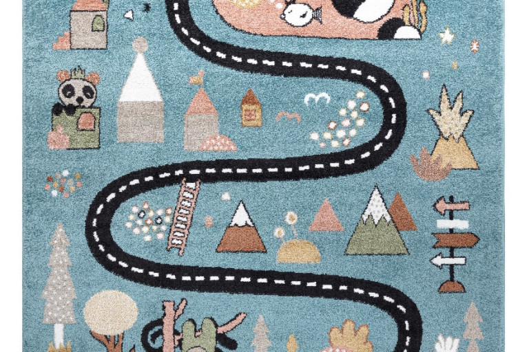 Dětský kusový koberec Fun Route Street animals blue