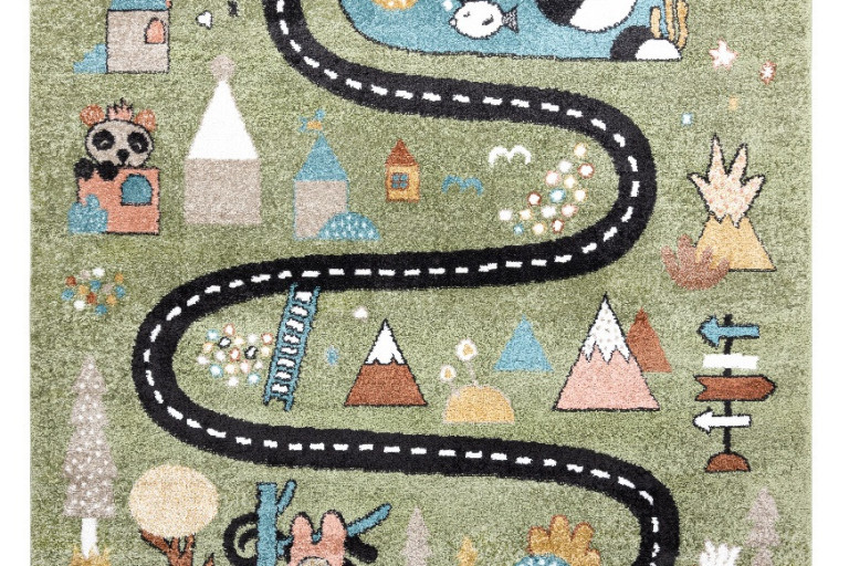 Dětský kusový koberec Fun Route Street animals green