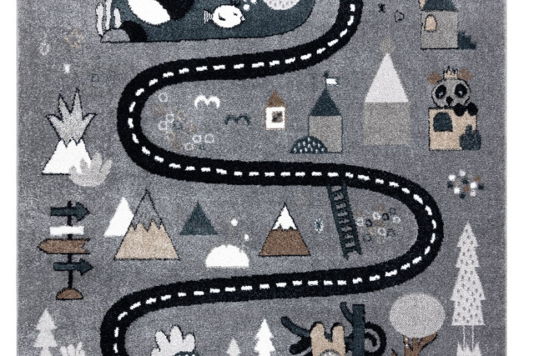 Dětský kusový koberec Fun Route Street animals grey