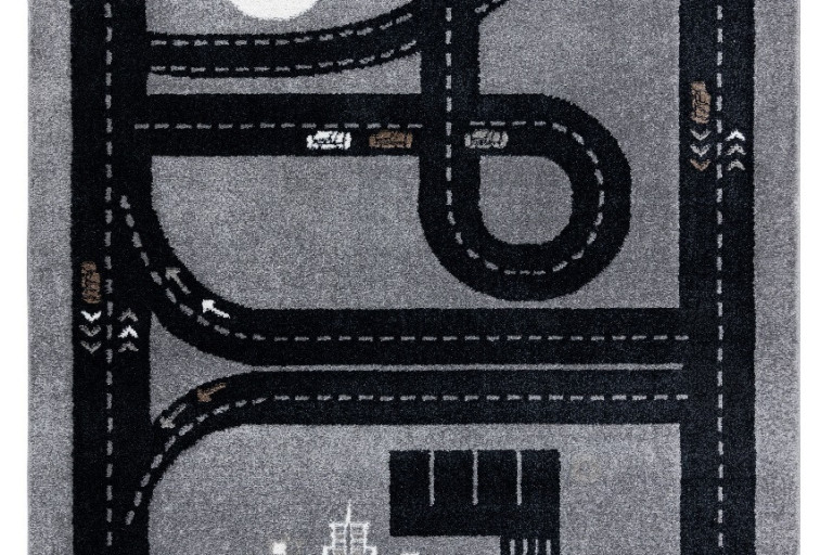 Dětský kusový koberec Fun Track grey