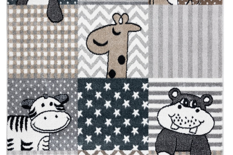 Dětský kusový koberec Fun Pets grey