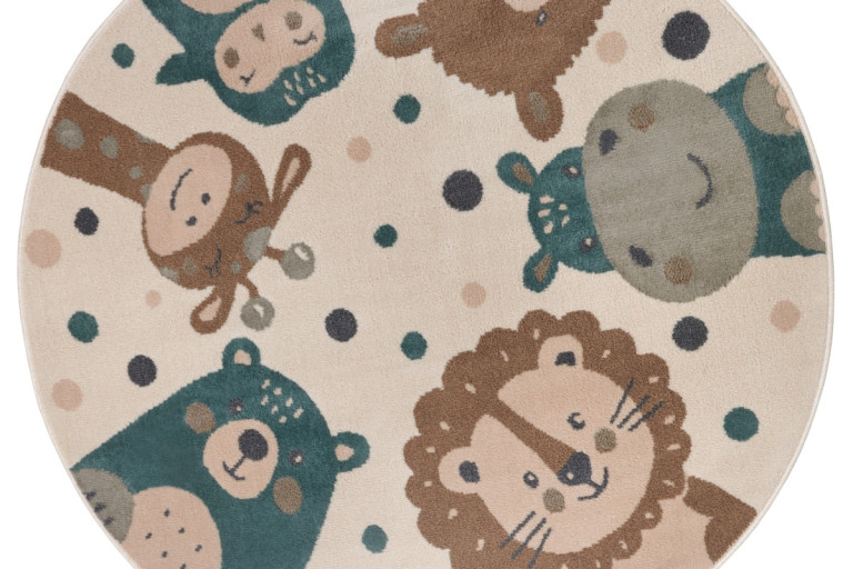 Dětský koberec Adventures 105968 Cream Brown Blue kruh