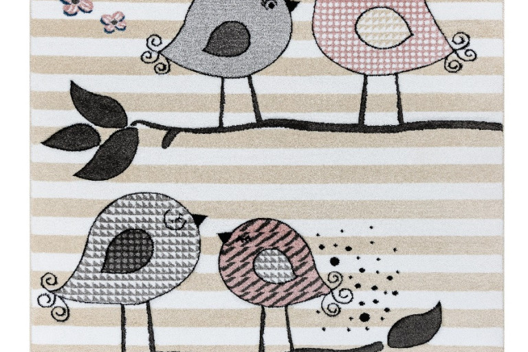 Dětský kusový koberec Petit Birds cream