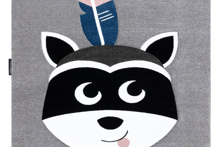 Dětský kusový koberec Petit Raccoon mukki grey
