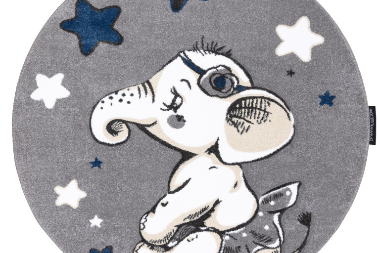 Dětský kusový koberec Petit Elephant stars grey kruh