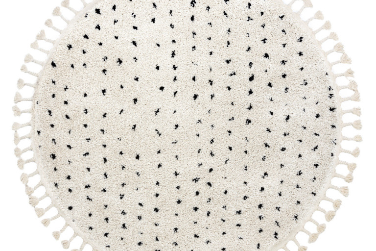 Kusový  koberec Berber Syla B752 krémový kruh s puntíky