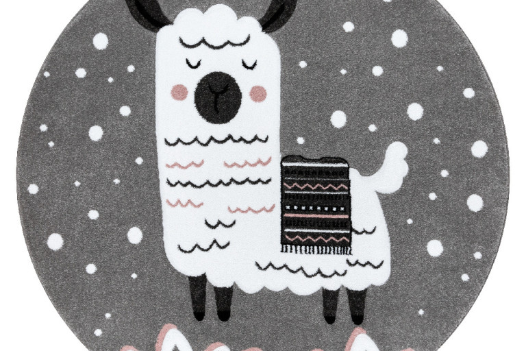 Dětský kusový koberec Petit Lama grey kruh