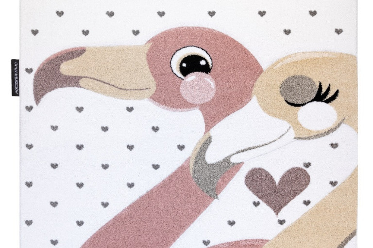 Dětský kusový koberec Petit Flamingos hearts cream
