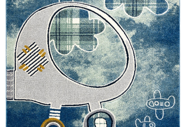 Dětský kusový koberec Petit Helicopter blue