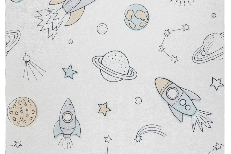 Dětský kusový koberec Bambino 1278 Space rocket cream