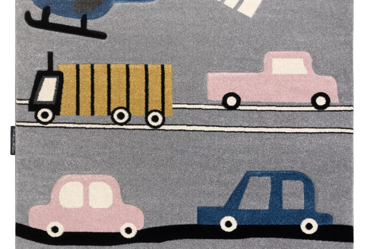 Dětský kusový koberec Petit Toys cars grey