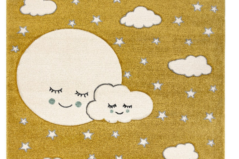 Dětský kusový koberec Petit Moon with clouds gold