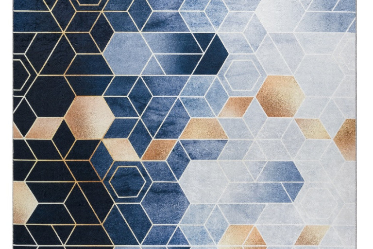 Kusový koberec ANDRE Geometric 1216 modro zlatý