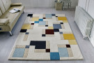 Ručně všívaný kusový koberec Illusion Abstract Blocks Blue/Ochre